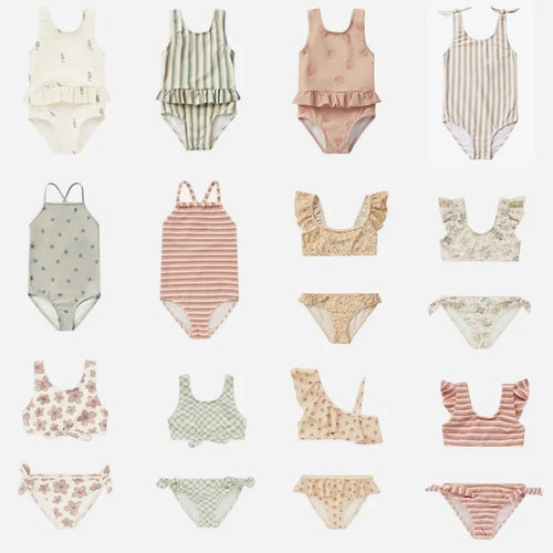 Kids Printed Swimwear for Girl Two Pieces Bikinis Set 2025 Summer Designer Boy Trunks Swimsuit Floral Striped Bathing Suit