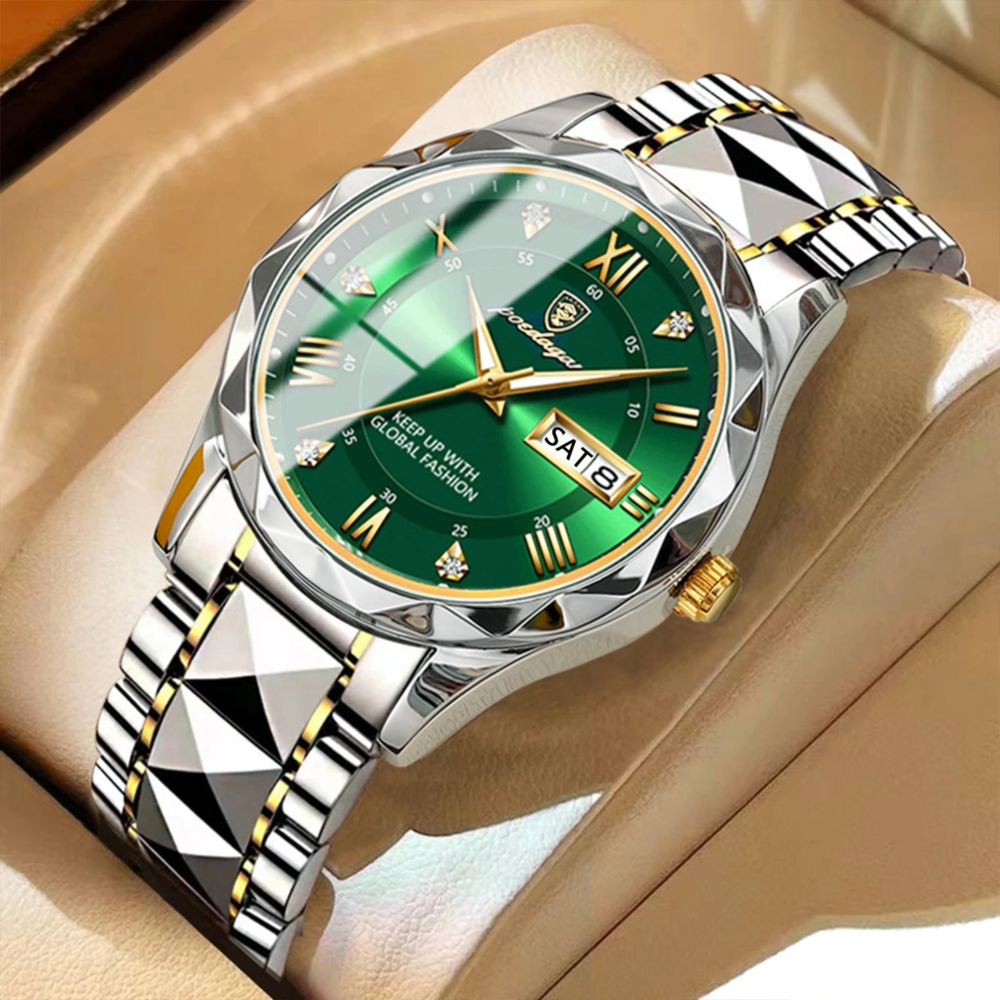 POEDAGAR Top Classic Men's Quartz Watches Waterproof Luminous Stainless Steel Man Wristwatch Date Week Original Men Watch Reloj
