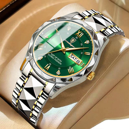POEDAGAR Top Classic Men's Quartz Watches Waterproof Luminous Stainless Steel Man Wristwatch Date Week Original Men Watch Reloj