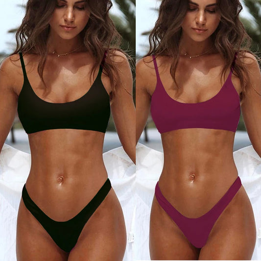 Solid Sexy Micro Bikini Set 2026 Women Swimming Suit Padded Bra Biquini Two-Piece Swimwear Thong Bathing Suit Brazilian Swimsuit
