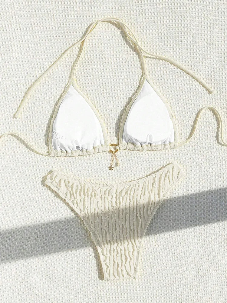 Sexy Bikinis Sets Two-piece Women's Swimsuit Ruffled Halter Neck Bikini 2026 Female Swimwear for Woman Beach Wear Bathing Suit
