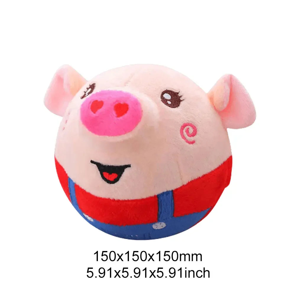 Electronic Pet Dog Toy Ball Pet Bouncing Jump Ball Music Vibration Bite Puppy Ball Interactive Dog Chewing Moving Plush Doll Toy
