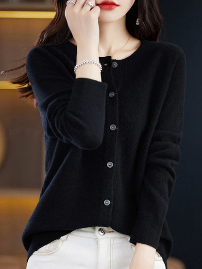 High-Grade Knit Sweater Crewneck Cardigan Coat Autumn And Winter New Middle-Aged And Elderly Women's Fashion ZD060