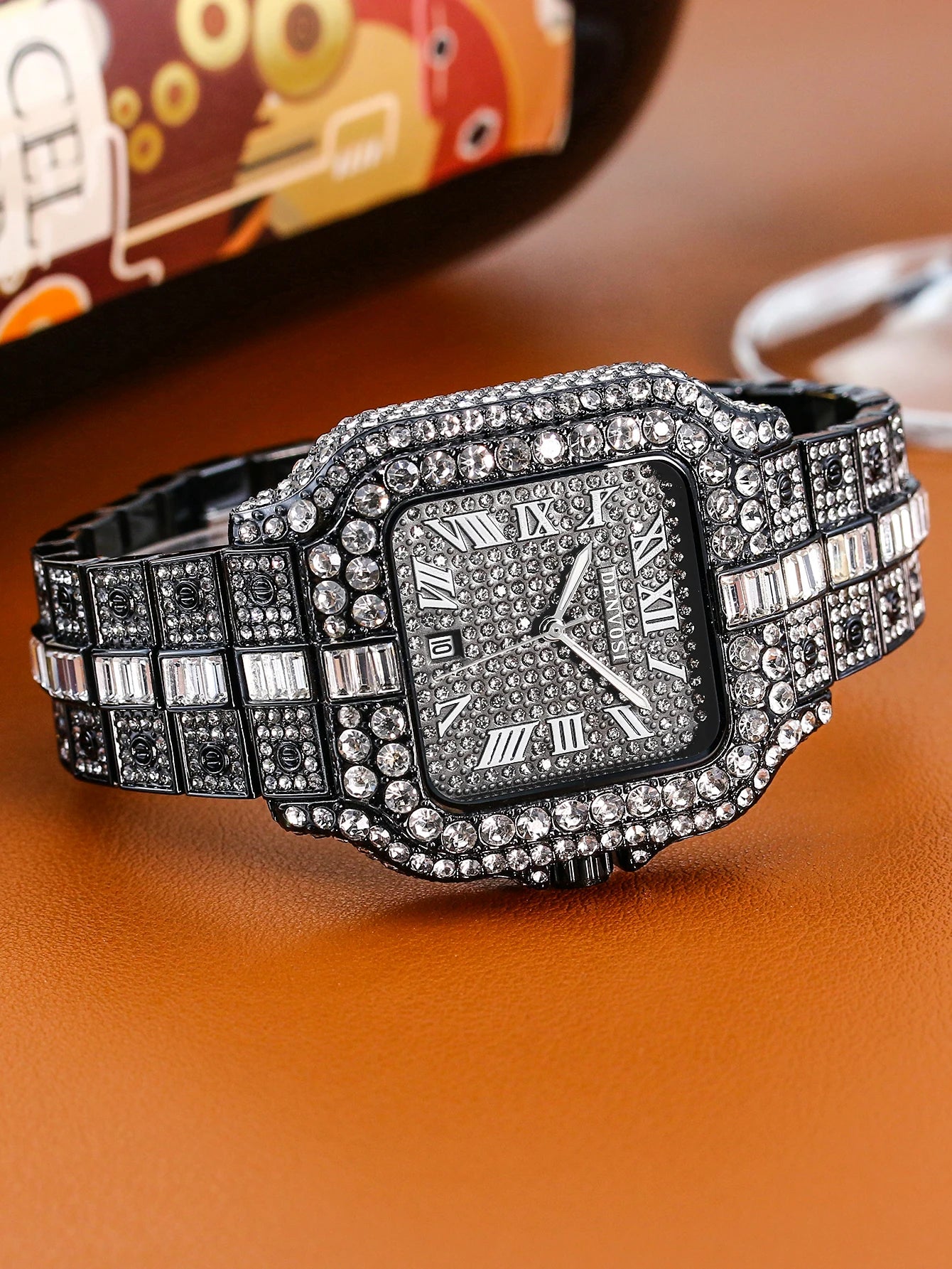 Luxury diamond watches for men Hip Hop Style Bling Bling Iced Out Wristwatch Fashion Square Stainless Steel Waterproof Clock 202