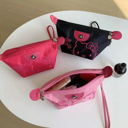 Hello Kitty Travel Makeup Bag Pen Bag Storage Bag Anime Cartoon Large Capacity Waterproof PU Handbag Gift for Girl Girlfriend