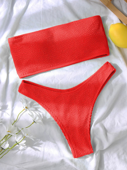 Fashion Bikini Textured Swimwear Women 2026 High Cut Swimsuit Women Bathing Suits Solid Brazilian Bikinis Set