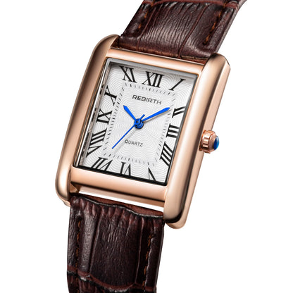 REBIRTH 002 Fashion Rectangular Women's Watch Leather Elegant and Charming Women's Brand Luxury Quartz Watches relojes de mujer
