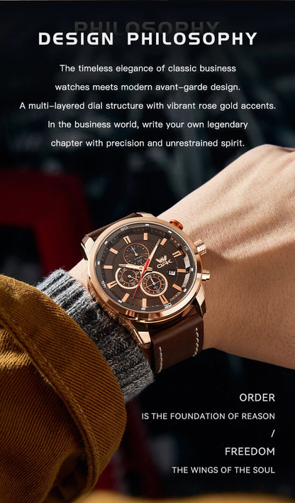 OPK 6083 Men's Quartz Watch Leathar Strap Luxury Luminous 30m Waterproof Modern Business Watches For Men