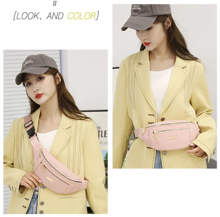 New Women Waist Bags for Women Oxford Leisure Color Chest Bag Shoulder Crossbody Waist Bags Handbags Female Messenger Belt Bags