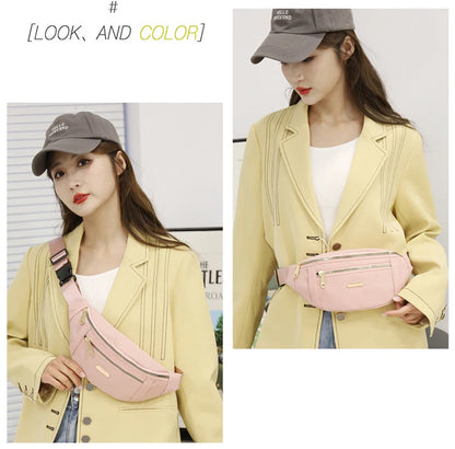 New Women Waist Bags for Women Oxford Leisure Color Chest Bag Shoulder Crossbody Waist Bags Handbags Female Messenger Belt Bags