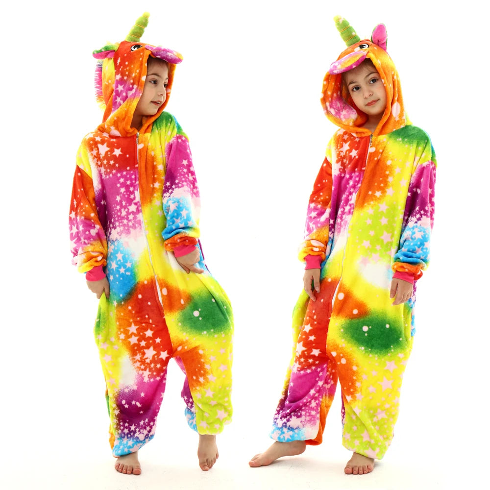 boys girls stitch kigurumi pajamas children winter flannel onesies kids panda tigger dinosaur pijama baby blanket sleepers