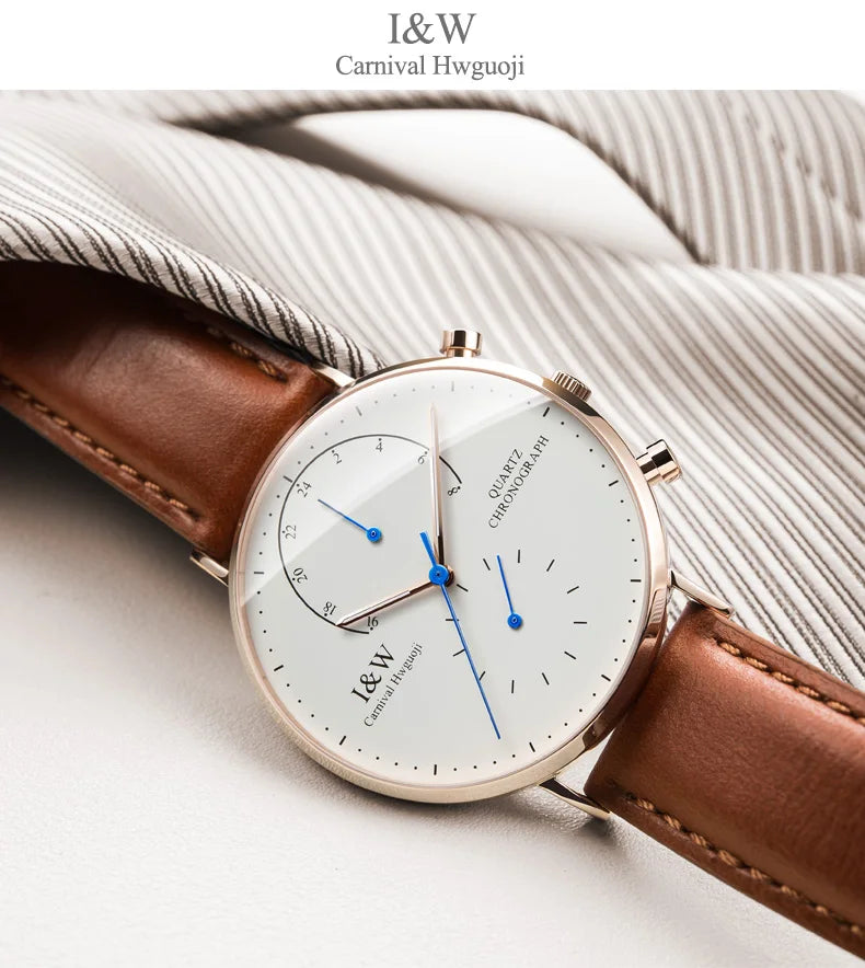 Carnival Brand Luxury Watches for Man Fashion Waterproof Rose Gold Silver Military Clock Men Quartz Wristwatches Reloj Hombre