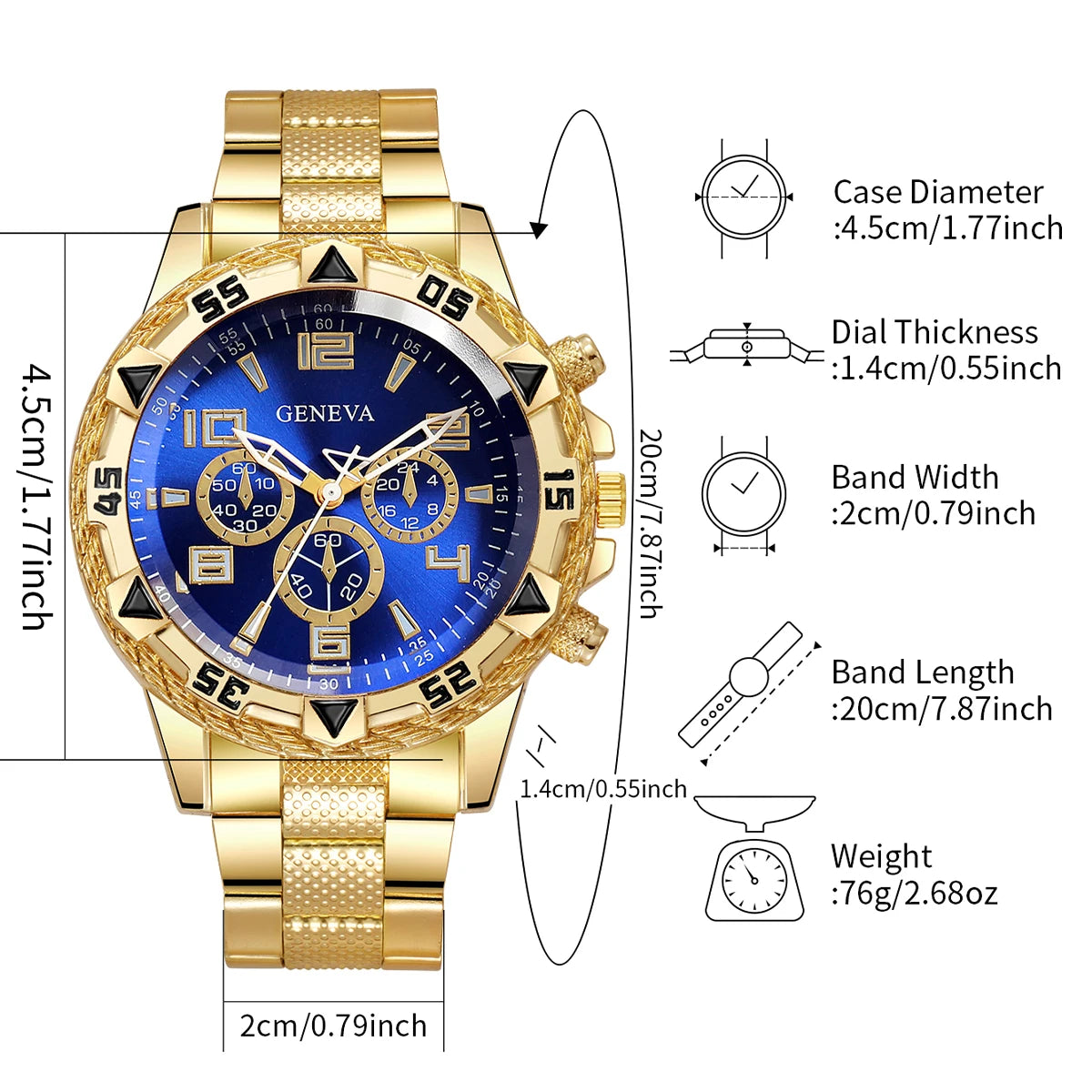4PCS/Set Fashion Men Business Watches Luxury Big Dial Quartz Watch for Men Clock Jewelry Set Reloj Hombre（Without Box）