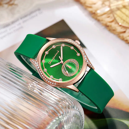 Luxury Rhinestone Women Watches Fashion Silicone Band Quartz Wristwatch for Ladies Clock Reloj Mujer（Without Box）