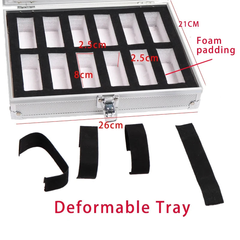 Useful Aluminium Watches Box 12 Grid Slots Jewelry Watches Display Storage Box Square Case Suede Inside Rectangle Watch Holder