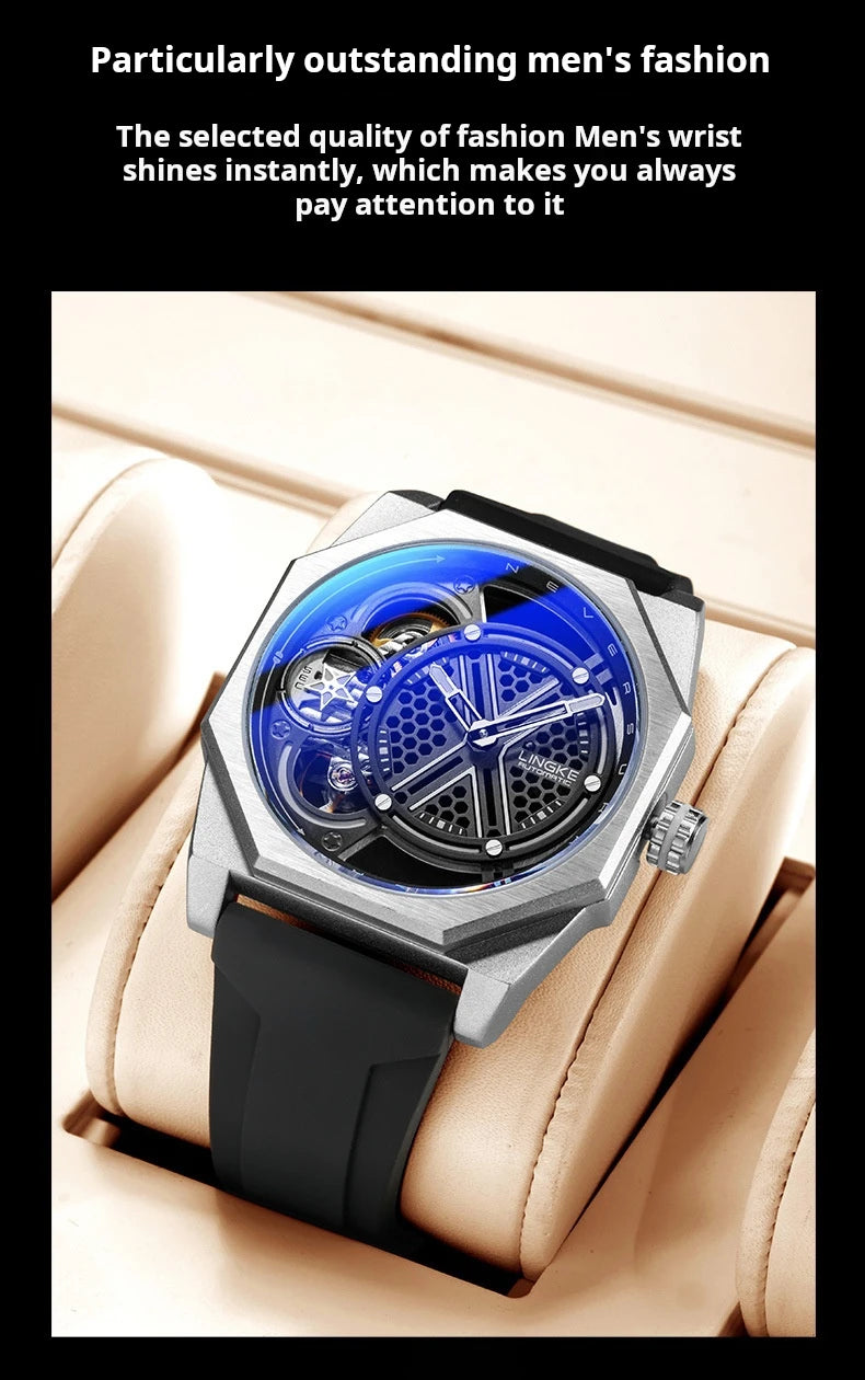 Pentagram Rotation Designer Luxury Luminous Automatic Movement Mechanical Clock High Quality Waterproof Silicone Men's Watches