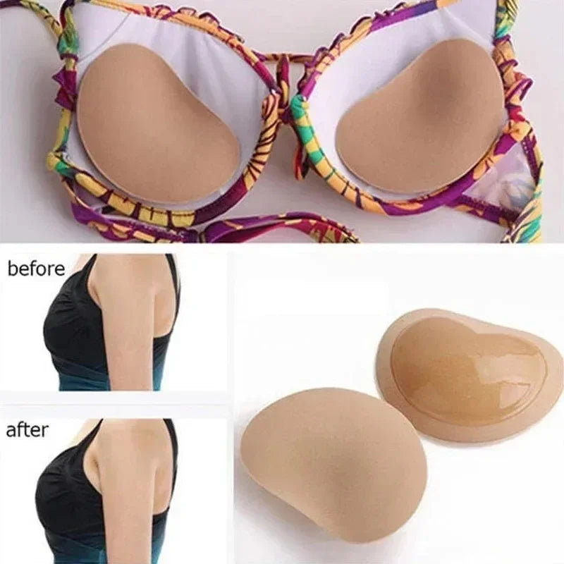 2pcs New Chest Sticky Bra for Bikini Thicken Sponge Bra Pads Breast Push Up Silicone Removeable Inserts Swimsuit Invisible Bra