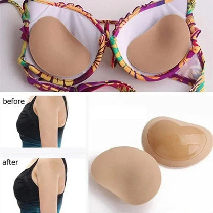 2pcs New Chest Sticky Bra for Bikini Thicken Sponge Bra Pads Breast Push Up Silicone Removeable Inserts Swimsuit Invisible Bra