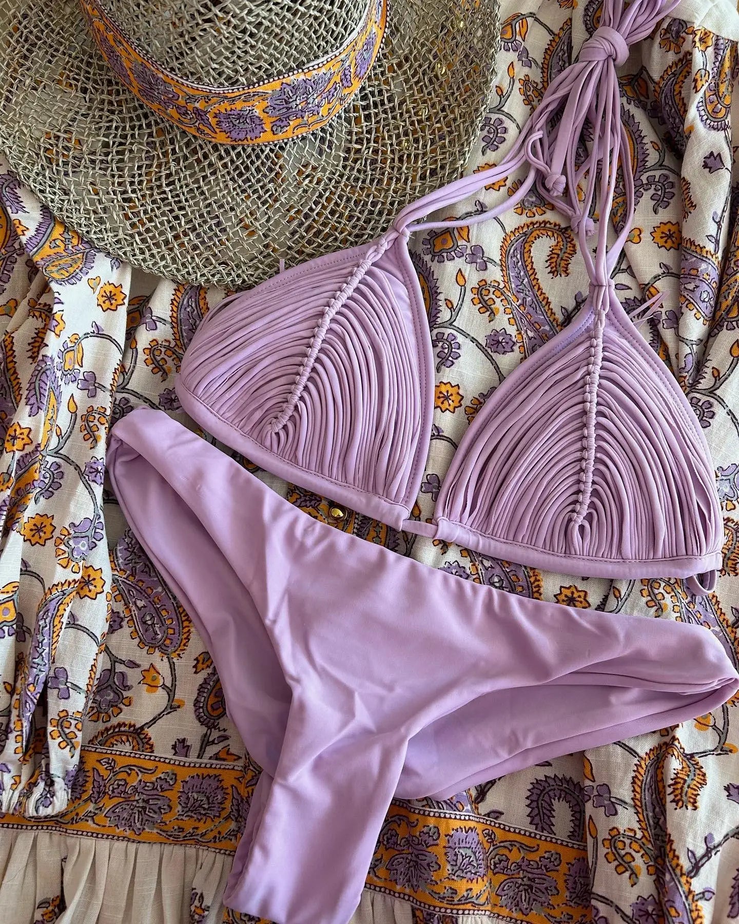 2025 New Bandage Stripes Brazilian Bikini Swimwear Women's Swimsuit Two Piece Set Female Sexy Lace up Mujer Beachwear Summer