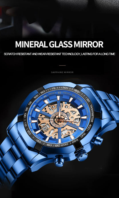 BINBOND S033 Luxury Hollow Non-Mechanical Business Quartz Men Watches 30M Waterproof Trendy Hollow Design Classics Men Watches