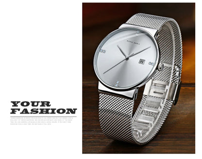 Japanese Original Quartz Movement Watch Luxury Rhinestone 40mm Blue Black Business Style Casual Fashion Stainless Steel Watches