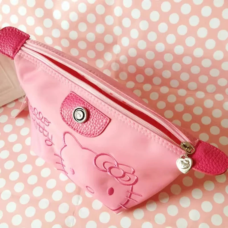 Hello Kitty Travel Makeup Bag Pen Bag Storage Bag Anime Cartoon Large Capacity Waterproof PU Handbag Gift for Girl Girlfriend