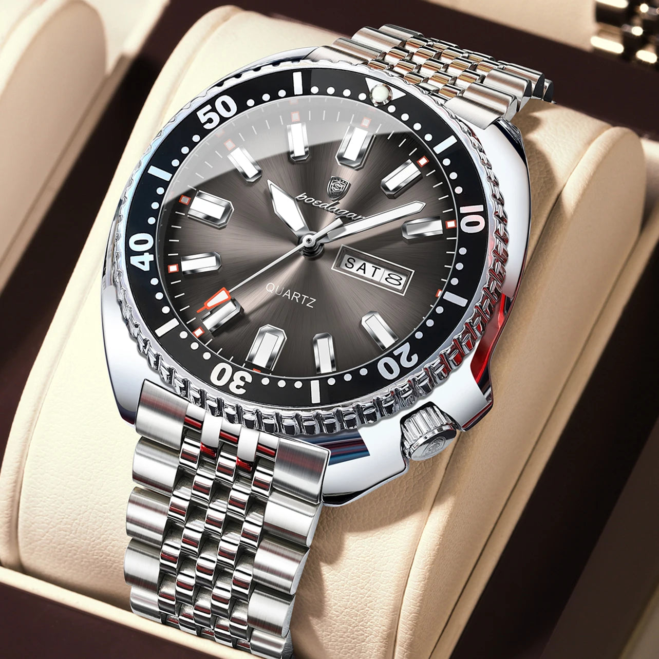 POEDAGAR Luxury Brand Men Clock Date Week Fashion Quartz Male Wristwatch Luminous Waterproof Stainless Steel Men's Watches Reloj