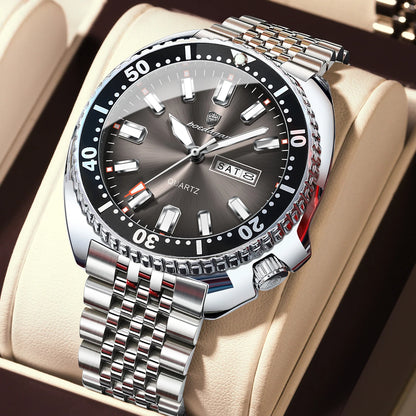 POEDAGAR Luxury Brand Men Clock Date Week Fashion Quartz Male Wristwatch Luminous Waterproof Stainless Steel Men's Watches Reloj