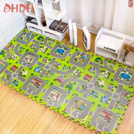 Baby Play Mat 9pcs/lot Kids Carpet Playmat Children Rug Soft Floor Toys Road Traffic Soft Floor Home Decor EVA Kids Foam Puzzles