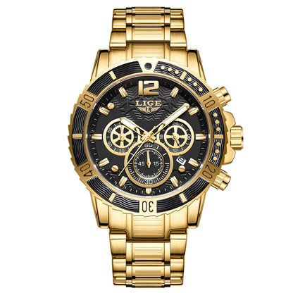 LIGE New Business Luxury Watches Men Top Quality Fashion Quartz Wristwatches Male 30M Waterproof Casual Mens Watch Gifts Reloj