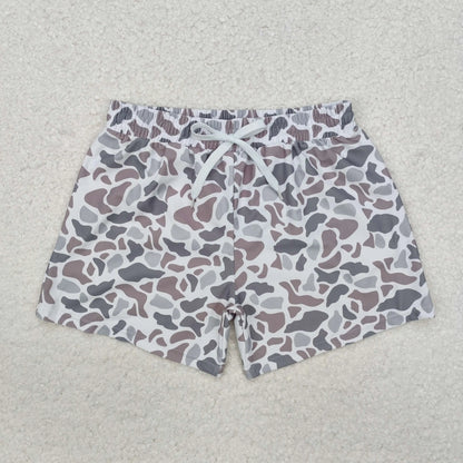Wholesale Children Summer Grey Camo Print Swimsuit Kid Stretchy Swimwear Infant Matching Baby Boy Girl Swimming Trunks Shorts