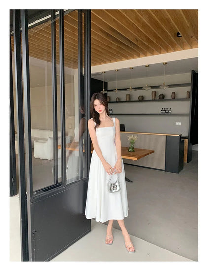 Women's Elegant Red Evening Dresses Sleeveless Wedding Guest Dress Spaghetti Strap A-Line White Party Female Prom gown Vestidos