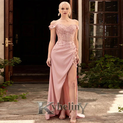 Kybeliny Luxury Rhinestones Graduation Dresses Mermaid Pleat Tulle Off the Shoulder Vestidos de Graduacion Customization