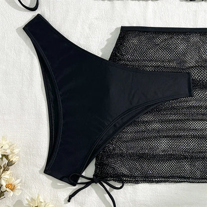 Sexy Pink Bikini Extrem String Backless Swimwear Mesh Skirt Women Push Up Swimsuit Black Y2K Thong Bikinis Beach Vacation Outfit