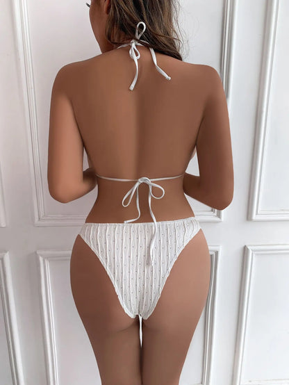 Sexy 2025 Jacquard Drawstring Two Piece Swimsuit Female Swimwear Women Bikini Set Bather Swimming Beachwear for Bathing Suit