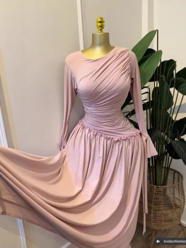 CM.YAYA Women Full Sleeve O-neck Elegant Long Dress Edible Tree Fungus Sweet Holiday Beach Evening Sexy Party Dresses Vestidos