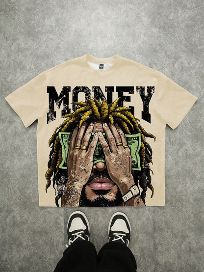 The new men's T-shirt for the summer of 2025 features a casual fashionable soft and breathable 3D letter pattern print