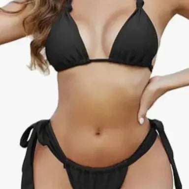 Tiedown Bikini for Women Triangle Swimwear Bathing Suit Brazilian 2-Piece Folds Bikinis Set solid Push Up Swimsuit New 2026