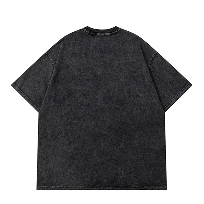 2025 Washed Vintage T-Shirts Street Hip Hop Retro Punk T Shirt women Harajuku Casual Cotton Short Sleeve Acid Wash TShirts tops