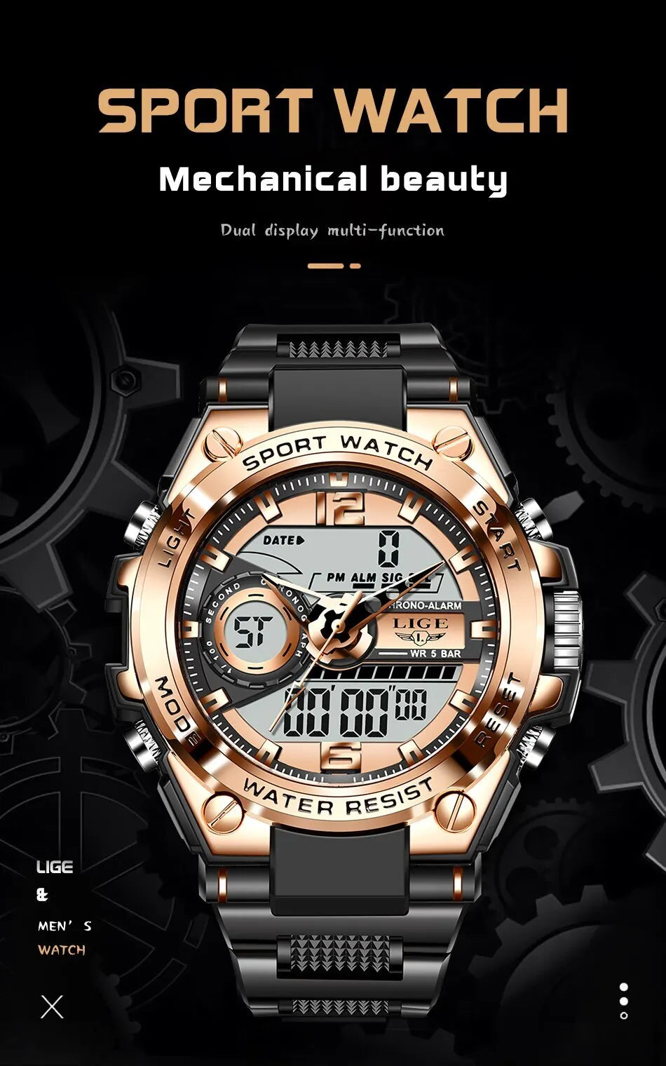 Men Military Watch Digital 50m Waterproof Wristwatch LED Quartz Clock Sport Watch Male Big Watches Men Relogio Masculino