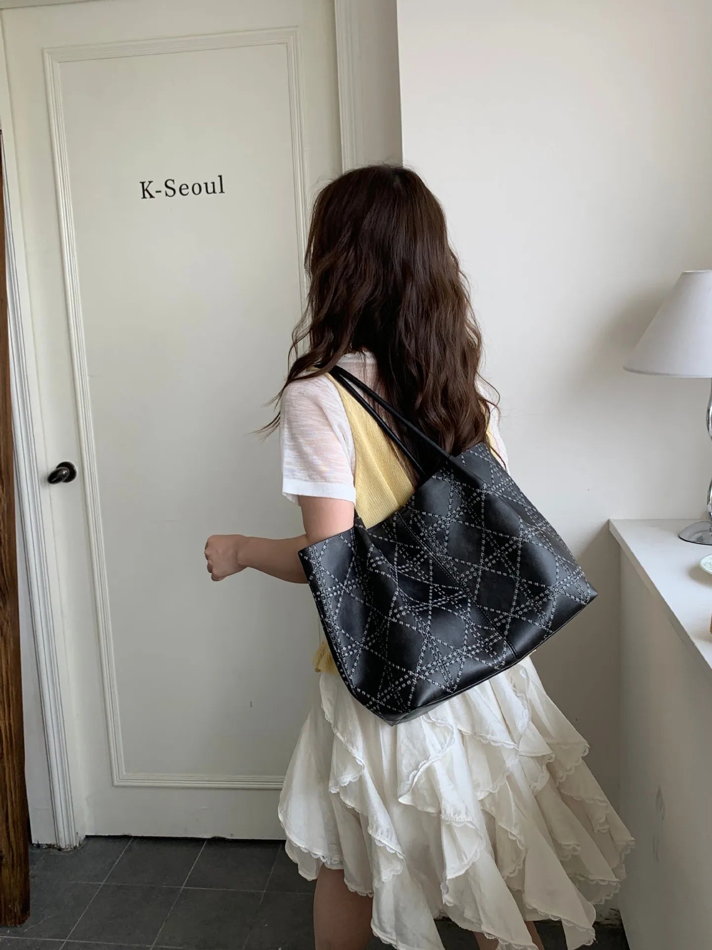 Women's handbag tote bag，2026New Fashionable Quilted Single-Shoulder Tote Bag，Women's large-capacity mother-and-daughter bag, hi