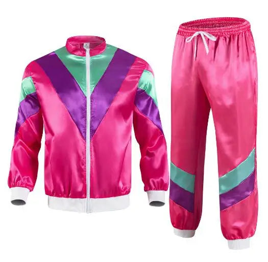 Women's Men's Costume 80s 90s Suit Party Accessories Disco Jacket Trousers  Outfit Women's Men's Costume Tracksuit for Carnival