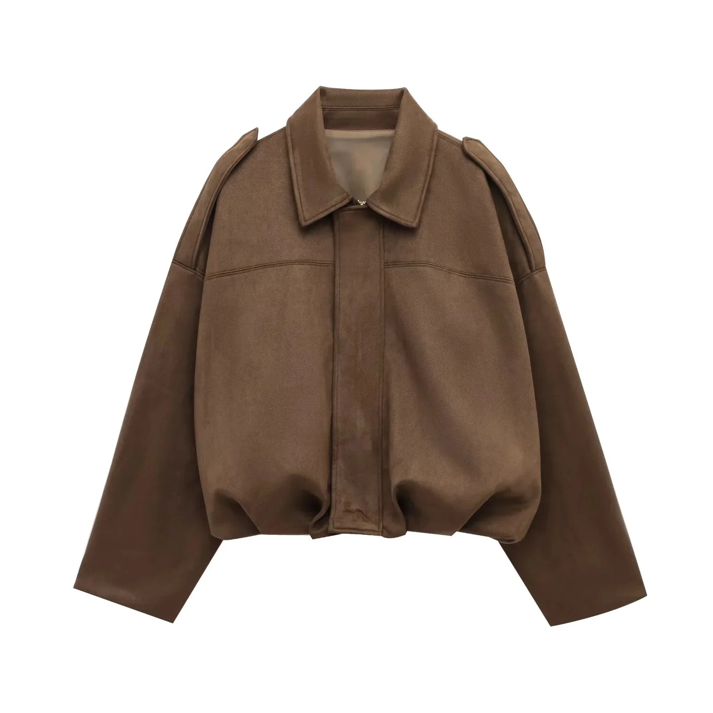 KONDALA Casual Soft Martini Green Bomber Jackets Women Long Lantern Sleeve Oversized Autumn Winter Coats Fashion 2025 Outwears