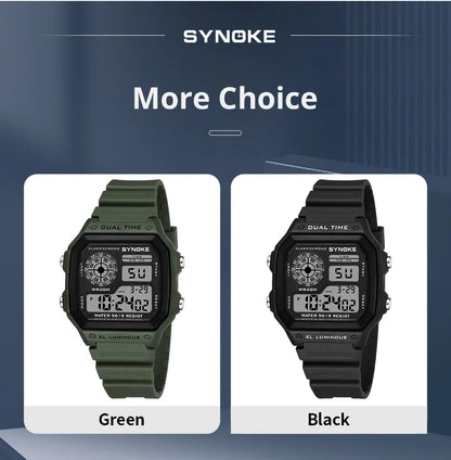 SYNOKE Digital Watches Men Sports Luminous Multifunction Waterproof Chrono Wristwatch Outdoor and Running Student Seven Light