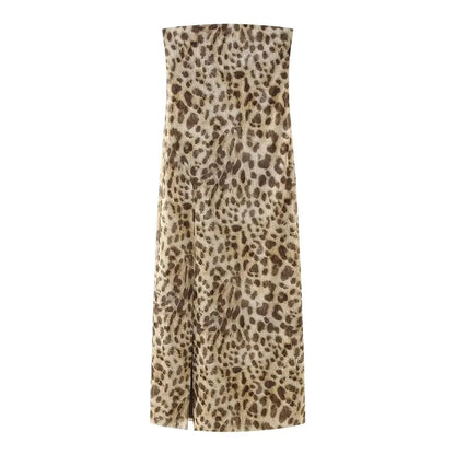 2024 Dress For Women Summer Chic Print Mesh Sleeveless Sexy Side Slit Slim Dresses Wild Beach Resort Style Woman Dress