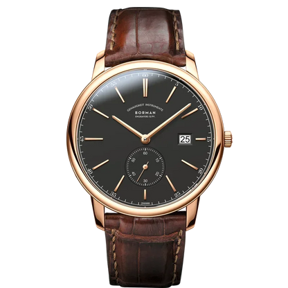 BORMAN Luxury Mens Automatic Mechanical Watch Rose Gold Case Sub Dial Sport Watches Genuine Leather High Quality Gentleman Clock