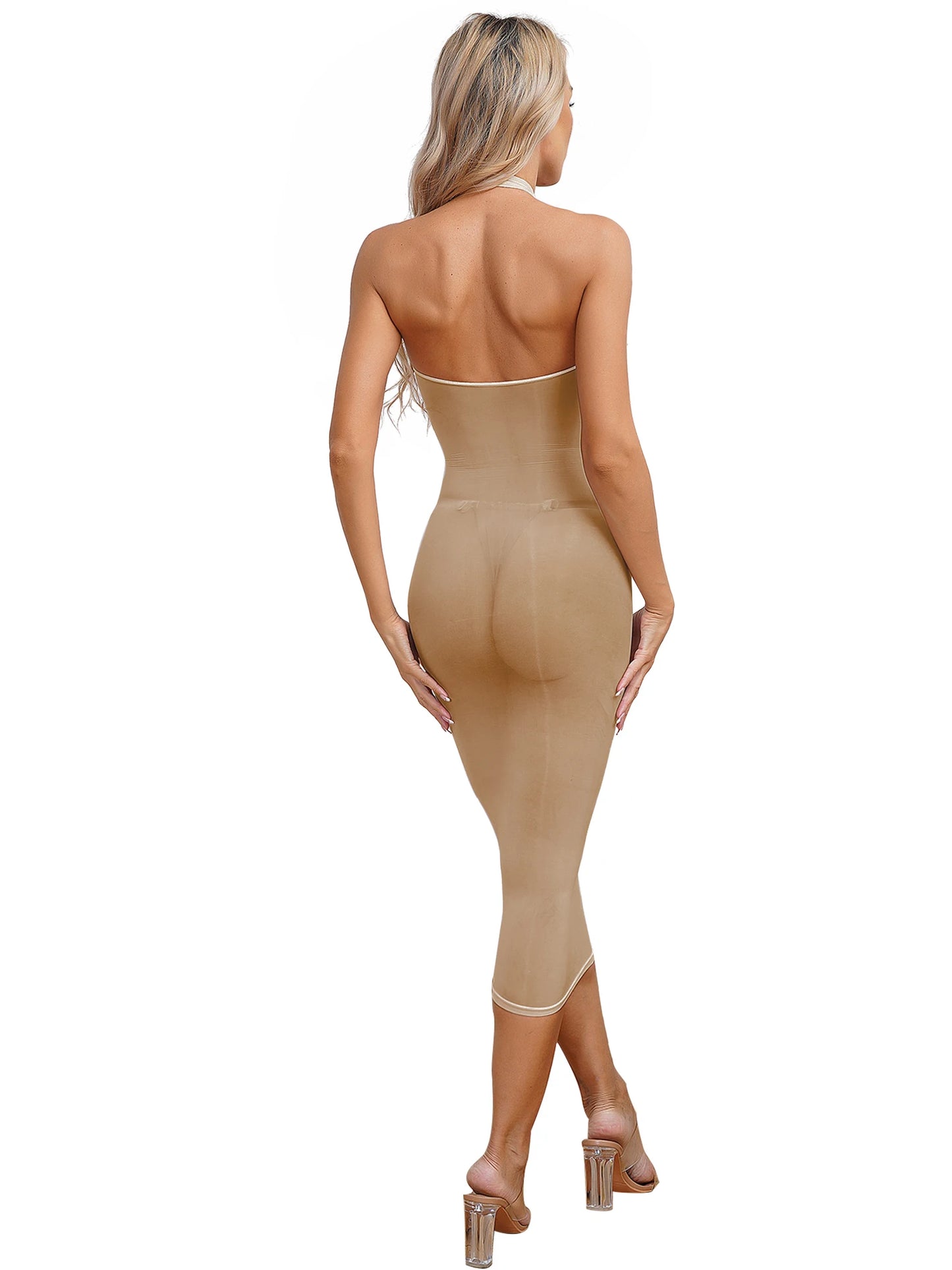 Womens See Though Bodycon Dress Sexy Lingerie Nightwear Long Sleeve Stretchy Glossy Dresses Tempting Party Pole Dancing Clubwear