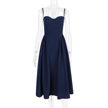 Suninheart Spaghetti Strap Summer Party Dresses 2025 New Arrivals Fit and Flare Elegant Midi Dress Red Night Date Dress
