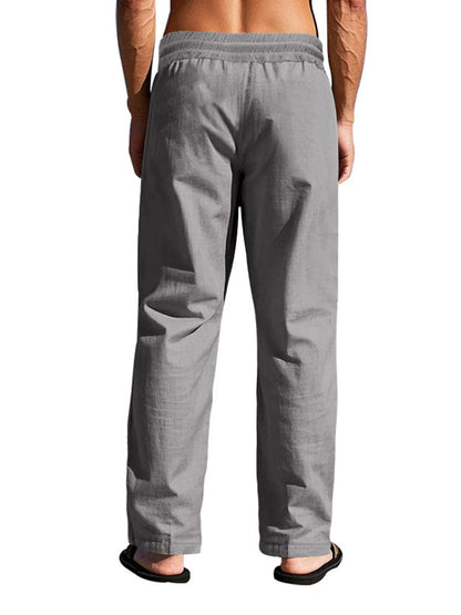 Men's Casual Trousers 2025 Spring/Summer New Man Large Size white Straight trousers Solid Beach black Fitness Pants S-XXXL