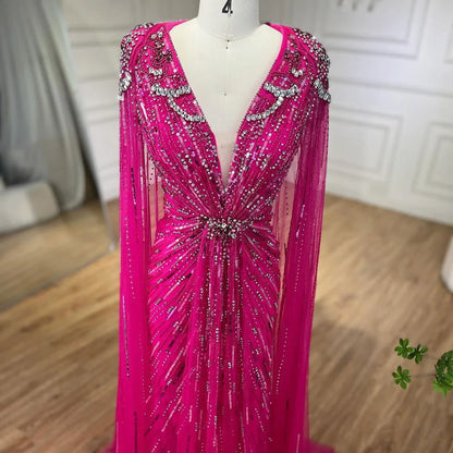 Serene Hill 2025 Turquoise Mermaid Evening Dresses Gowns With Beaded  Cape For Women's Wedding Party LA72168A Customized